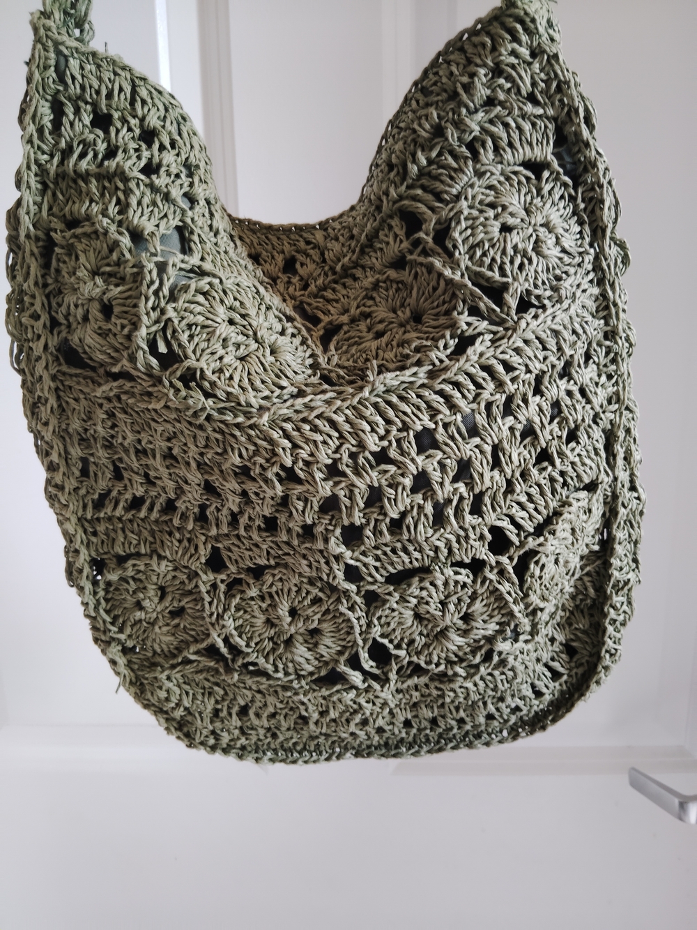Crochet Hobo Bag - Olive Green